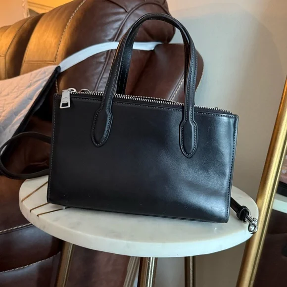 Coach Embossed C Black Leather Handbag Crossbody - Picture 13 of 15